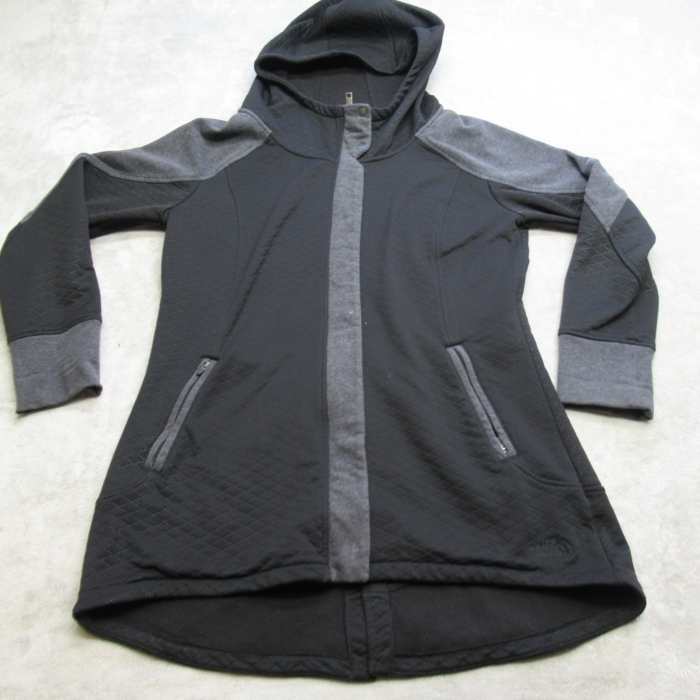 The North Face Jacket Womens Large Black Fleece Quilted Lined Hooded Full‎ Zip